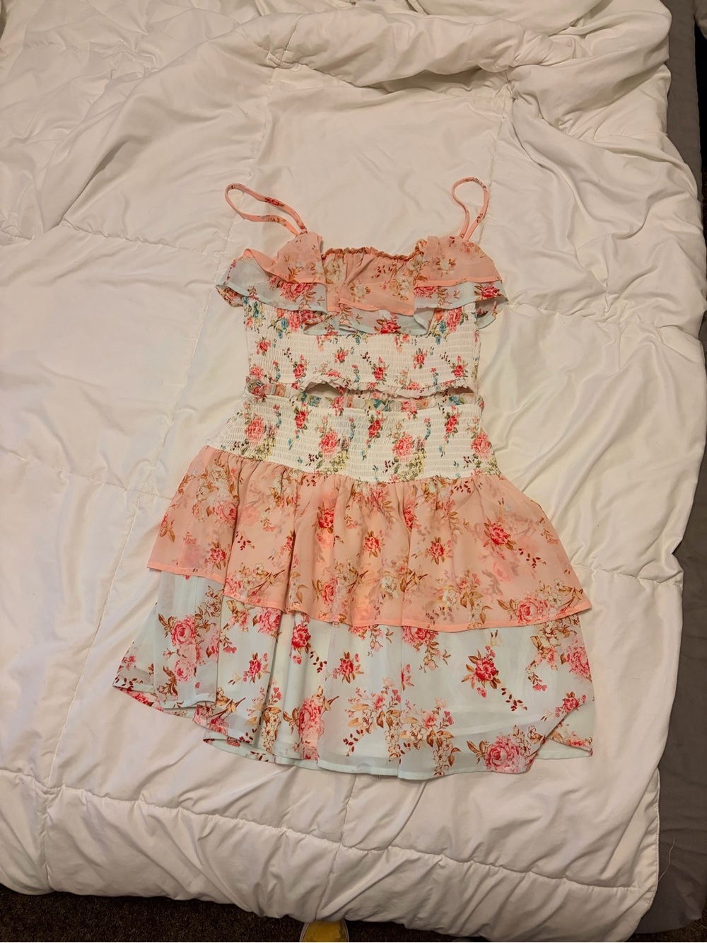 Rue21 Peach and Cream Smocked Top